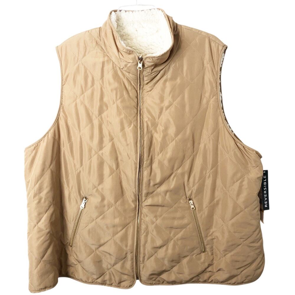 Ruby Rd. Woman NWT Reversible Sleeveless Soft & Cozy Sherpa Full Zip Vest 3X